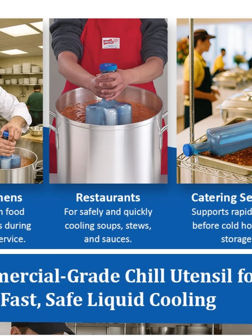 Chill Utensil Rapi-Kool Cold Paddle food Chiller(2) San Jamar Food Safety used